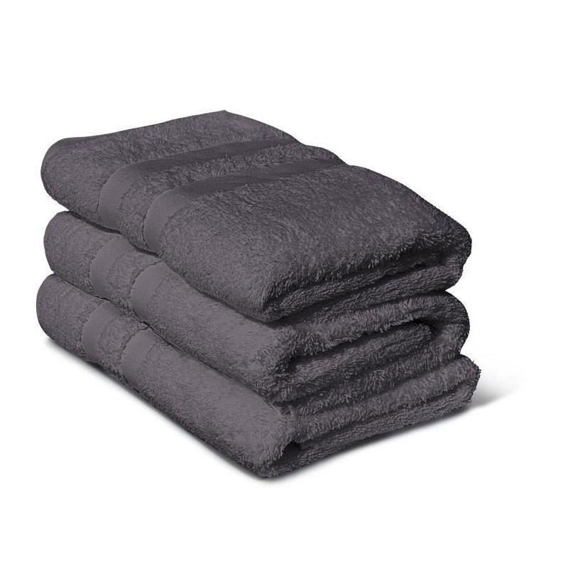 Lot de 3 serviettes - LOVELY HOME - 3 Serviettes 50 x 100 cm - Gris an