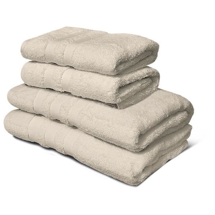 Lot de 4 serviettes - LOVELY HOME - 2 Serviettes 50 x 100 cm + 2 Draps de douche 70 x 140 cm - Beige Lot de 4 serviettes - LOVELY HOME - 2 Serviettes 50 x 100 cm + 2 Draps de douche 70 x 140 cm - Beige