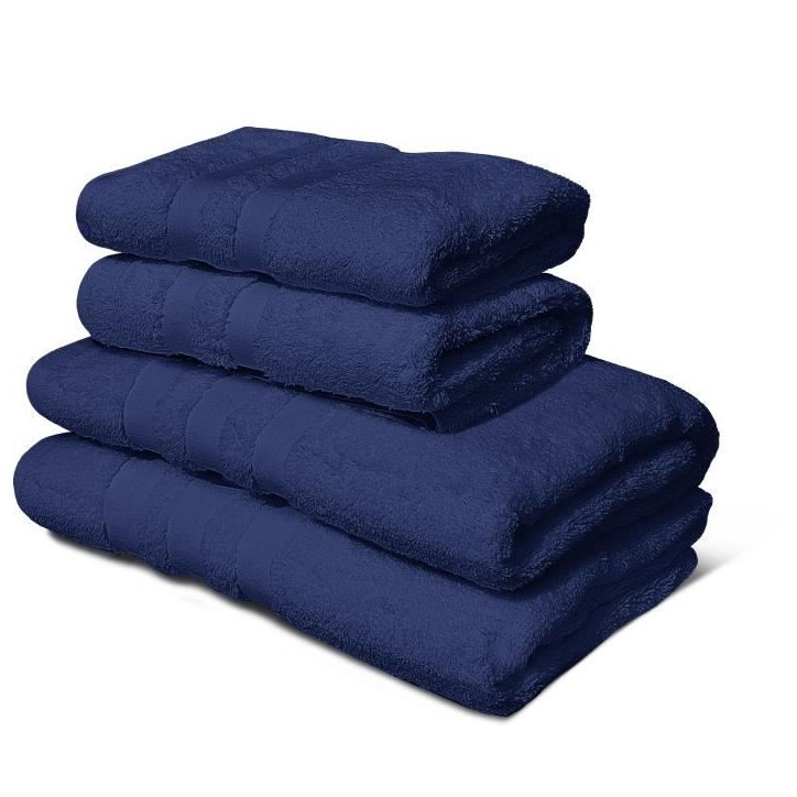 Lot de 4 serviettes - LOVELY HOME - 2 Serviettes 50 x 100 cm + 2 Draps de douche 70 x 140 cm - Bleu marine Lot de 4 serviettes - LOVELY HOME - 2 Serviettes 50 x 100 cm + 2 Draps de douche 70 x 140 cm - Bleu marine