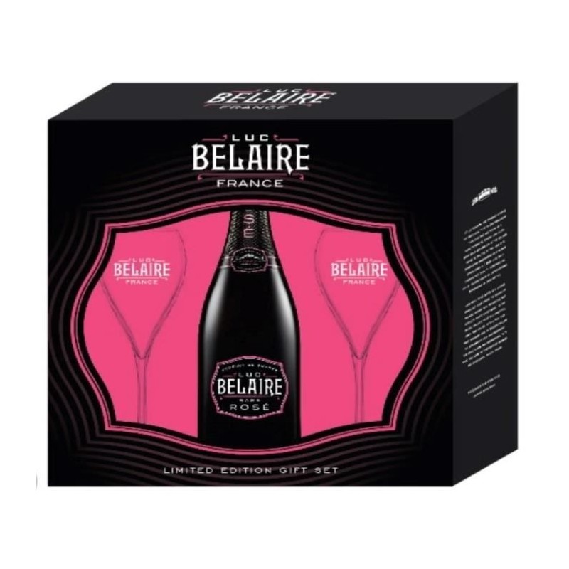 Luc Belaire Rosé Regular - Coffret 1 bouteille 75cl + 2 flûtes