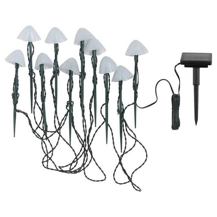 10 mini-champignons lumineux solaires a piquer - LUMISKY - CHAMPY - 3.8 m - Balisage allée - LED blanc chaud 10 mini-champignons lumineux solaires a piquer - LUMISKY - CHAMPY - 3.8 m - Balisage allée - LED blanc chaud