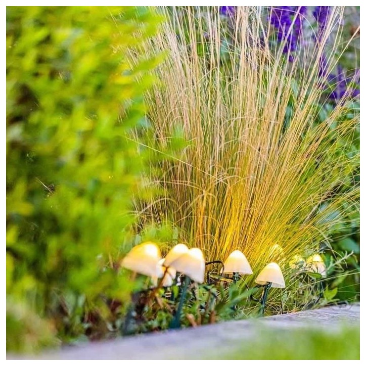10 mini-champignons lumineux solaires a piquer - LUMISKY - CHAMPY - 3.8 m - Balisage allée - LED blanc chaud 10 mini-champignons lumineux solaires a piquer - LUMISKY - CHAMPY - 3.8 m - Balisage allée - LED blanc chaud