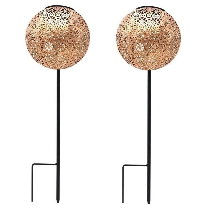 Lot de 2 balises solaires a planter - LUMISKY - AGADIR - H45 cm - Style oriental - LED blanc chaud Lot de 2 balises solaires a planter - LUMISKY - AGADIR - H45 cm - Style oriental - LED blanc chaud