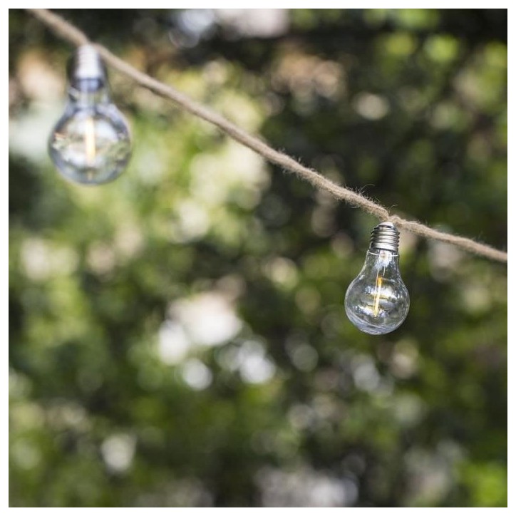 Guirlande lumineuse solaire - LUMISKY - FANTASY CORD SOLAR - 7.50 m - Corde 10 ampoules transparentes - LED blanc chaud Guirlande lumineuse solaire - LUMISKY - FANTASY CORD SOLAR - 7.50 m - Corde 10 ampoules transparentes - LED blanc chaud