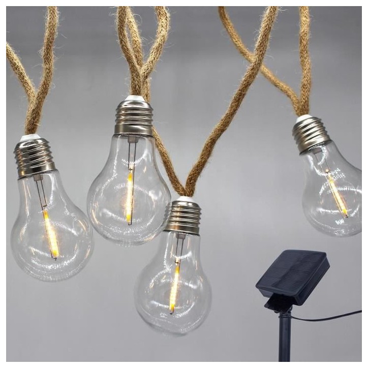 Guirlande lumineuse solaire - LUMISKY - FANTASY CORD SOLAR - 7.50 m - Corde 10 ampoules transparentes - LED blanc chaud Guirlande lumineuse solaire - LUMISKY - FANTASY CORD SOLAR - 7.50 m - Corde 10 ampoules transparentes - LED blanc chaud