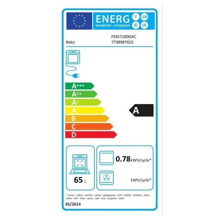 Cuisiniere vitrocéramique Beko FSS57100GAC Cuisiniere vitrocéramique Beko FSS57100GAC