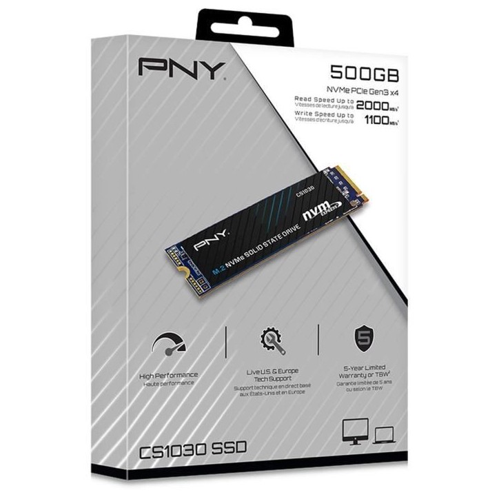 PNY - CS1030 - SSD - 500 Go - M.2 2280 - M280CS1030-500-RB PNY - CS1030 - SSD - 500 Go - M.2 2280 - M280CS1030-500-RB