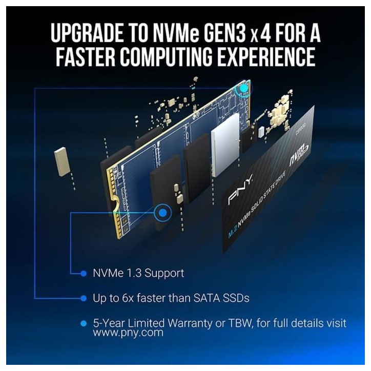 PNY - CS1030 - SSD - 500 Go - M.2 2280 - M280CS1030-500-RB PNY - CS1030 - SSD - 500 Go - M.2 2280 - M280CS1030-500-RB