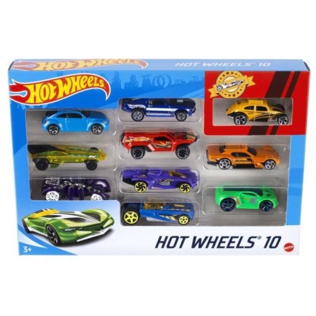 Hot Wheels - Coffret De 10 Véhicules - Coffret Petites Voitures - 3 a