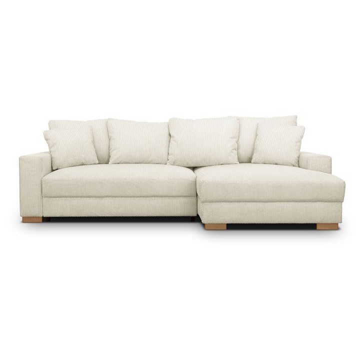 Canapé d'angle convertible réversible - 3 places - MALLO - Tissu velours côtelé Beige - 232 x 138/99 x 76 cm Canapé d'angle convertible réversible - 3 places - MALLO - Tissu velours côtelé Beige - 232 x 138/99 x 76 cm