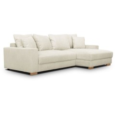 Canapé d'angle convertible réversible - 3 places - MALLO - Tissu velours côtelé Beige - 232 x 138/99 x 76 cm