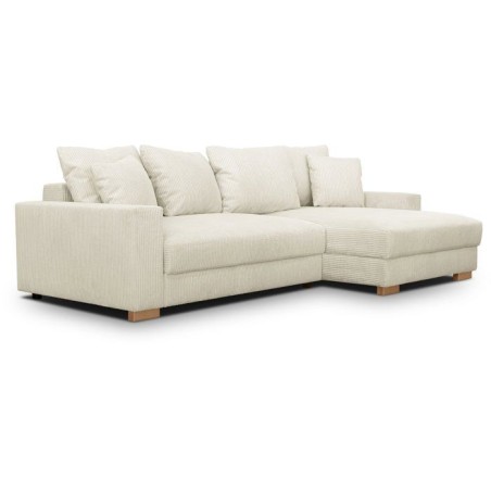 Canapé d'angle convertible réversible - 3 places - MALLO - Tissu velours côtelé Beige - 232 x 138/99 x 76 cm