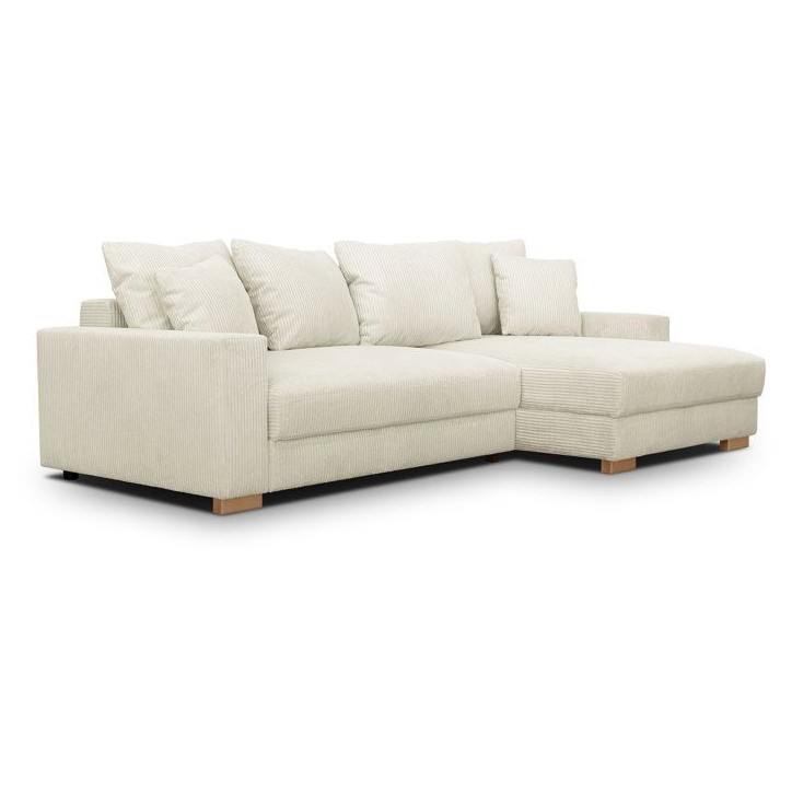 Canapé d'angle convertible réversible - 3 places - MALLO - Tissu velours côtelé Beige - 232 x 138/99 x 76 cm Canapé d'angle convertible réversible - 3 places - MALLO - Tissu velours côtelé Beige - 232 x 138/99 x 76 cm