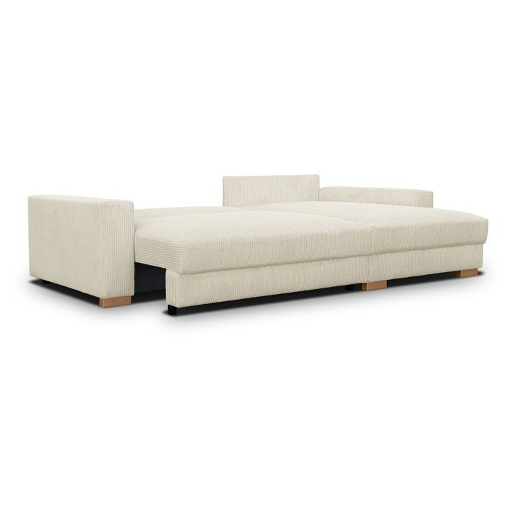 Canapé d'angle convertible réversible - 3 places - MALLO - Tissu velours côtelé Beige - 232 x 138/99 x 76 cm Canapé d'angle convertible réversible - 3 places - MALLO - Tissu velours côtelé Beige - 232 x 138/99 x 76 cm