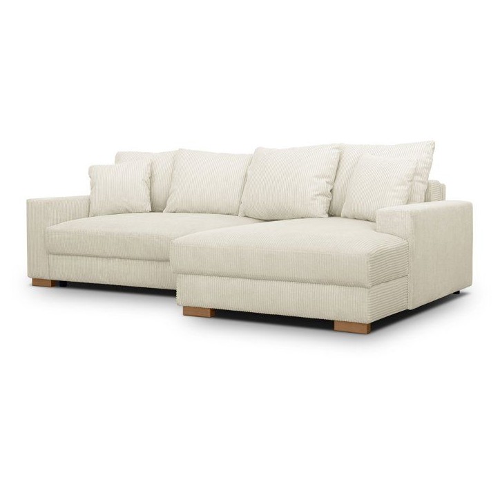 Canapé d'angle convertible réversible - 3 places - MALLO - Tissu velours côtelé Beige - 232 x 138/99 x 76 cm Canapé d'angle convertible réversible - 3 places - MALLO - Tissu velours côtelé Beige - 232 x 138/99 x 76 cm