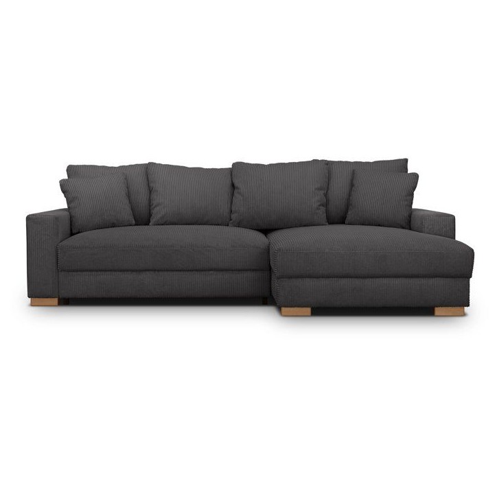 Canapé d'angle convertible réversible - 3 places - MALLO - Tissu velours côtelé Anthracite - 232 x 138/99 x 76 cm Canapé d'angle convertible réversible - 3 places - MALLO - Tissu velours côtelé Anthracite - 232 x 138/99 x 76 cm