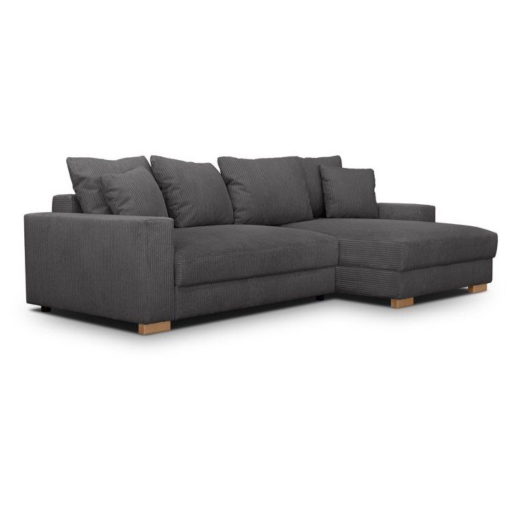 Canapé d'angle convertible réversible - 3 places - MALLO - Tissu velours côtelé Anthracite - 232 x 138/99 x 76 cm Canapé d'angle convertible réversible - 3 places - MALLO - Tissu velours côtelé Anthracite - 232 x 138/99 x 76 cm