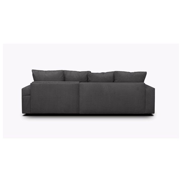 Canapé d'angle convertible réversible - 3 places - MALLO - Tissu velours côtelé Anthracite - 232 x 138/99 x 76 cm Canapé d'angle convertible réversible - 3 places - MALLO - Tissu velours côtelé Anthracite - 232 x 138/99 x 76 cm