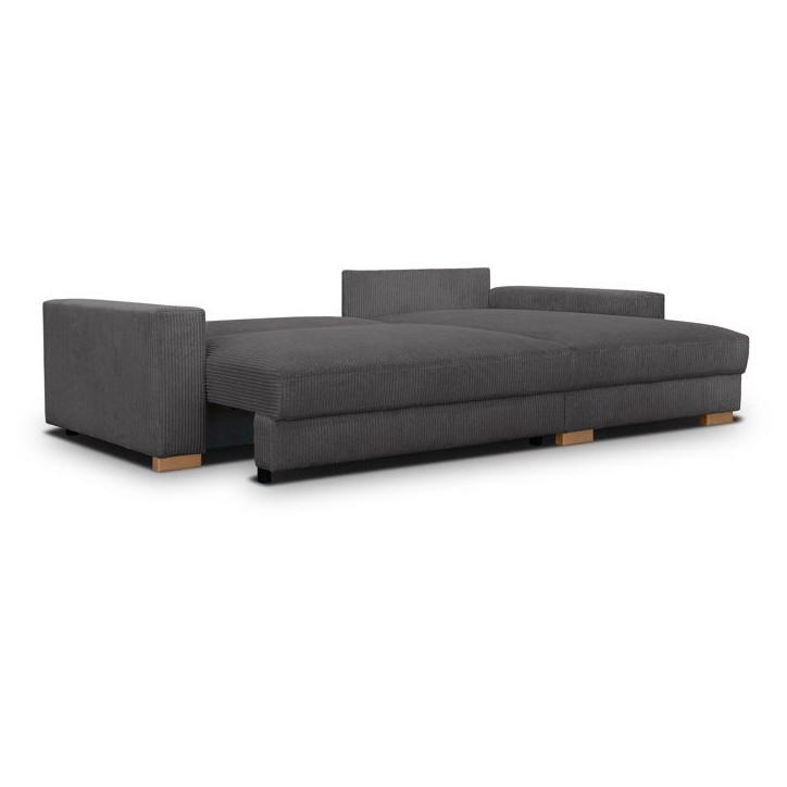 Canapé d'angle convertible réversible - 3 places - MALLO - Tissu velours côtelé Anthracite - 232 x 138/99 x 76 cm Canapé d'angle convertible réversible - 3 places - MALLO - Tissu velours côtelé Anthracite - 232 x 138/99 x 76 cm