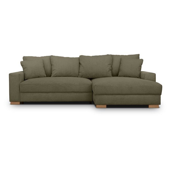 Canapé d'angle convertible réversible - 3 places - MALLO - Tissu velours côtelé Kaki - 232 x 138/99 x 76 cm Canapé d'angle convertible réversible - 3 places - MALLO - Tissu velours côtelé Kaki - 232 x 138/99 x 76 cm