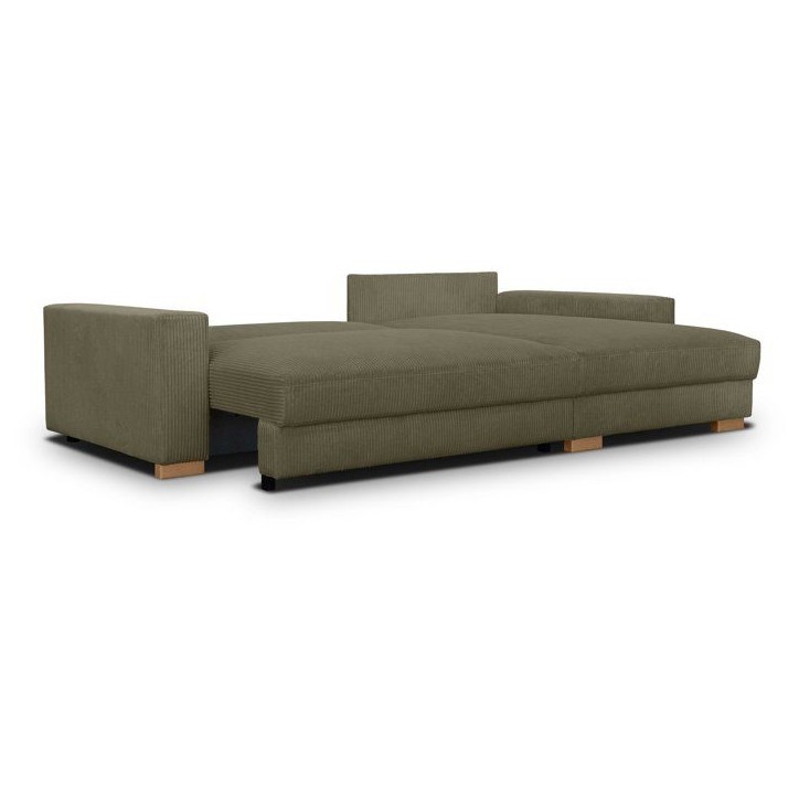 Canapé d'angle convertible réversible - 3 places - MALLO - Tissu velours côtelé Kaki - 232 x 138/99 x 76 cm Canapé d'angle convertible réversible - 3 places - MALLO - Tissu velours côtelé Kaki - 232 x 138/99 x 76 cm