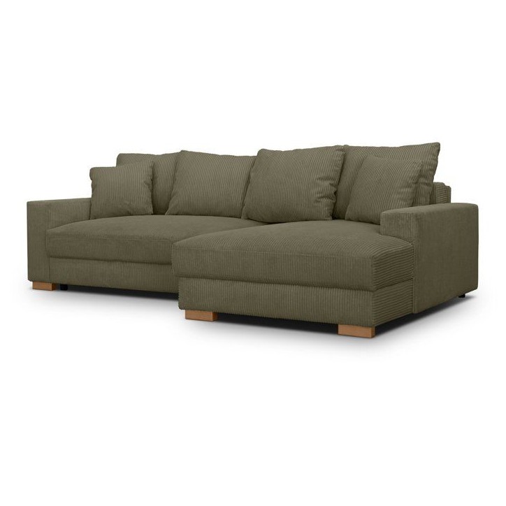 Canapé d'angle convertible réversible - 3 places - MALLO - Tissu velours côtelé Kaki - 232 x 138/99 x 76 cm Canapé d'angle convertible réversible - 3 places - MALLO - Tissu velours côtelé Kaki - 232 x 138/99 x 76 cm