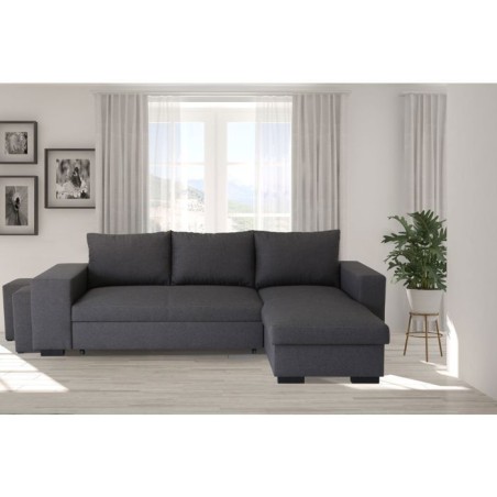 Canapé d'angle convertible - 3 places - MALO - Light Grey - 246 x 143 x 85 cm - CONFORTEAM