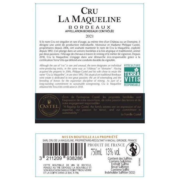 Cru La Maqueline 2021 Bordeaux - Vin Rouge de Bordeaux