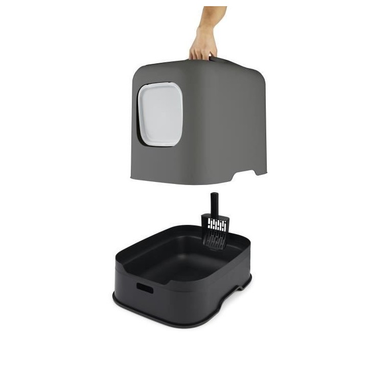 ROTHO - Maison toilette pour chat 50 x 38x 40 cm - Bac a litiere - Anthracite ROTHO - Maison toilette pour chat 50 x 38x 40 cm - Bac a litiere - Anthracite