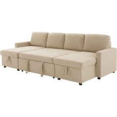 Canapé panoramique convertible - 4 places - MARCEL - Tissu Beige - 2