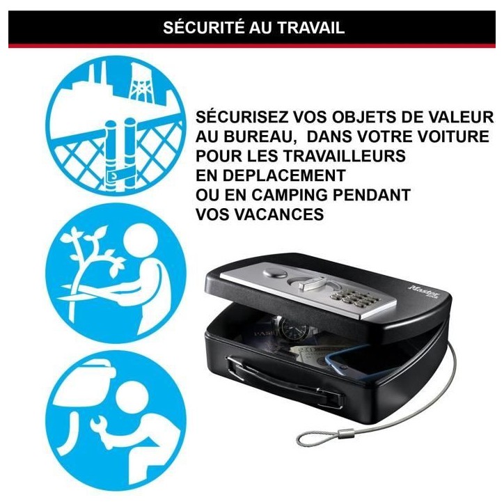 Master Lock Petit coffre nomade a combinaison électronique P008EML Master Lock Petit coffre nomade a combinaison électronique P008EML