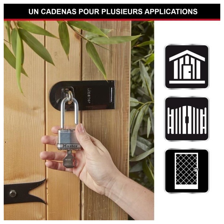 Cadenas Haute Sécurité - MASTER LOCK - M1EURDLFCC - A Clé - Acier Laminé - Extérieur - Anse M