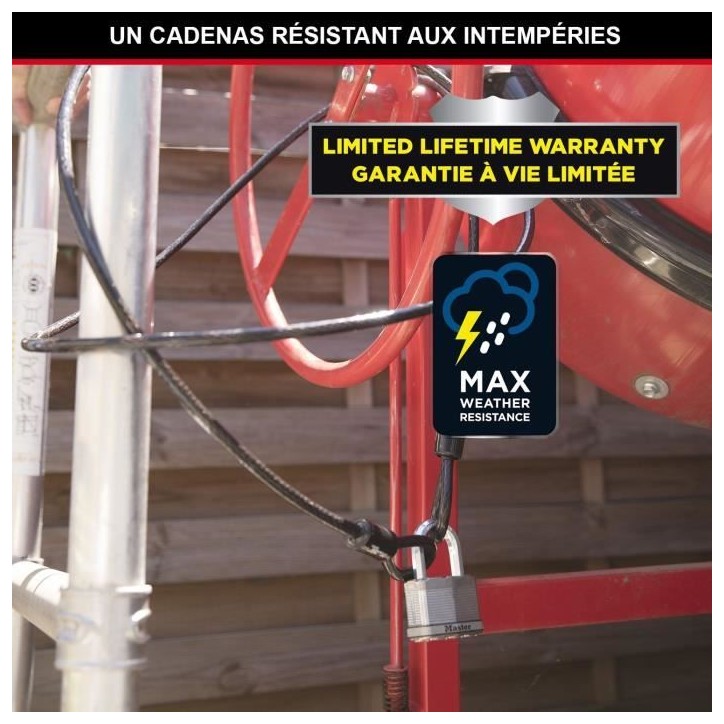 Cadenas Haute Sécurité - MASTER LOCK - M1EURDLFCC - A Clé - Acier Laminé - Extérieur - Anse M