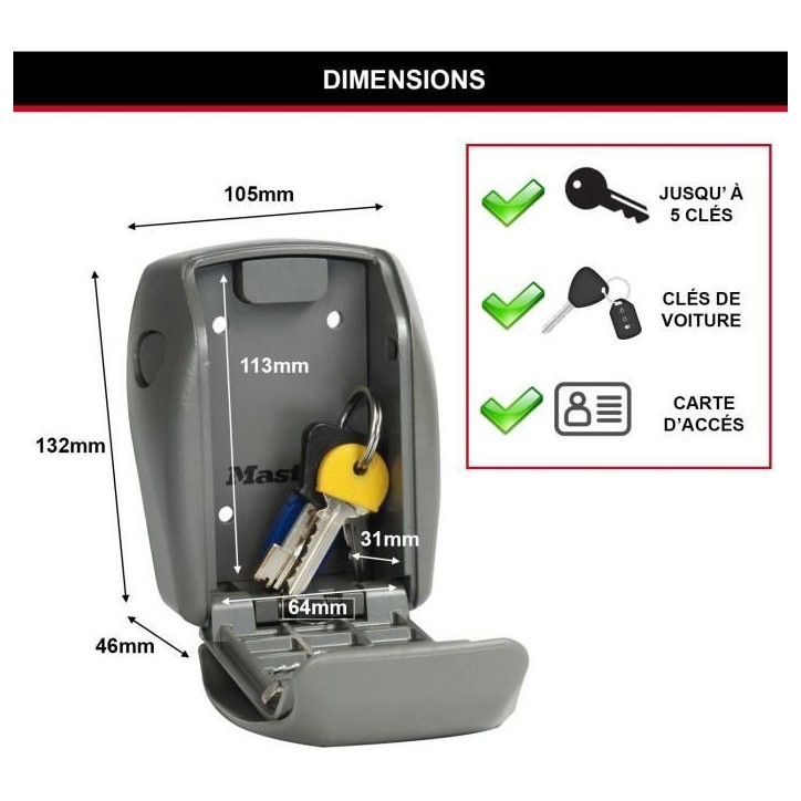 Boite a clés sécurisée - MASTER LOCK - 5415EURD - Produit certifié - Select Access Partagez vos clés en toute sécurité Boite a clés sécurisée - MASTER LOCK - 5415EURD - Produit certifié - Select Access Partagez vos clés en toute sécurité