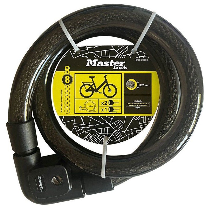Antivol câble - MASTER LOCK - a clé - Câble 1 m - Acier tressé Antivol câble - MASTER LOCK - a clé - Câble 1 m - Acier tressé