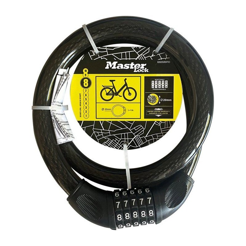 Antivol câble vélo - MASTER LOCK - Serrure a combinaison