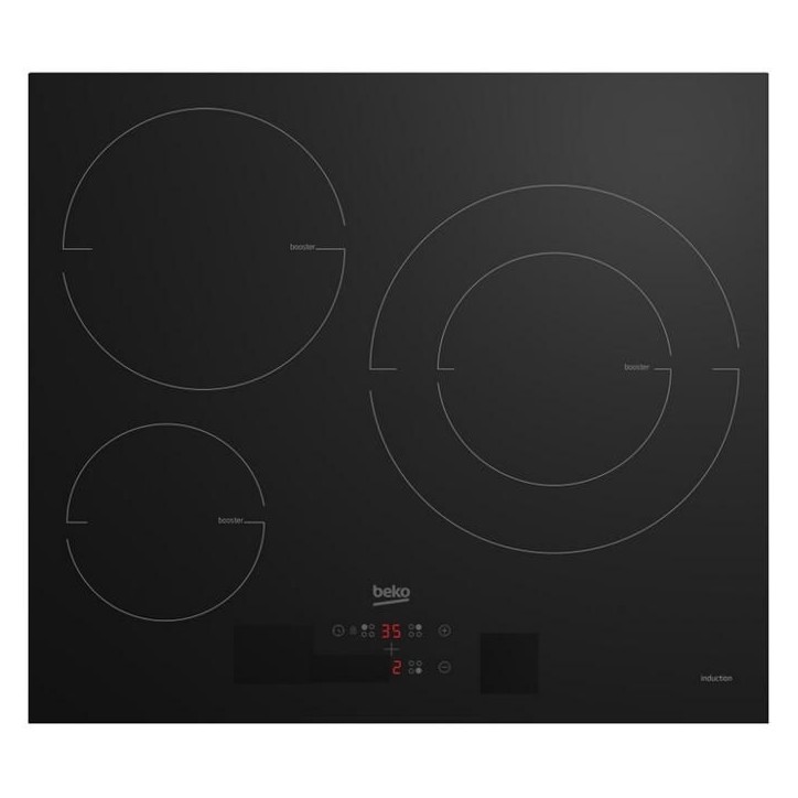 Plaque a induction - BEKO - 3 foyers - 60 cm - Noir - HII63405MT