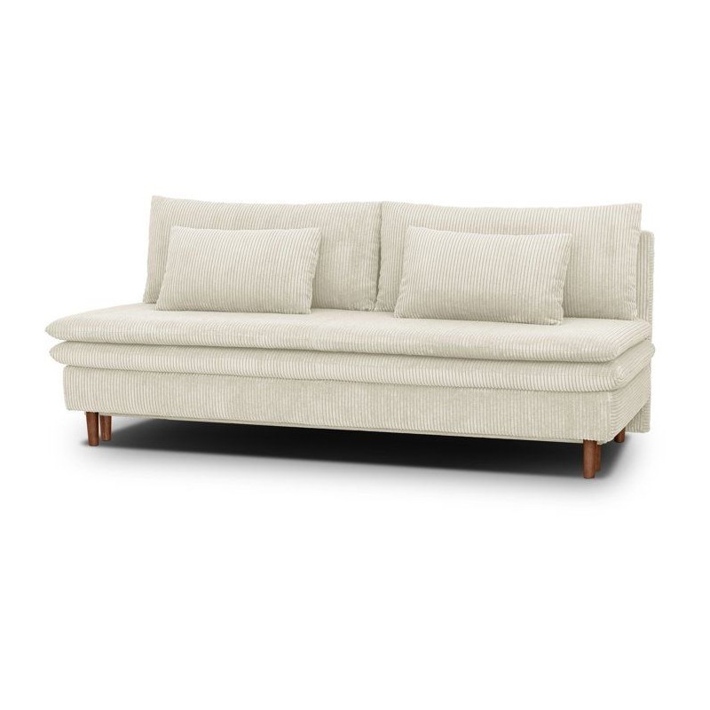 Canapé convertible - 3 places - MASSA - Tissu velours côtelé beige
