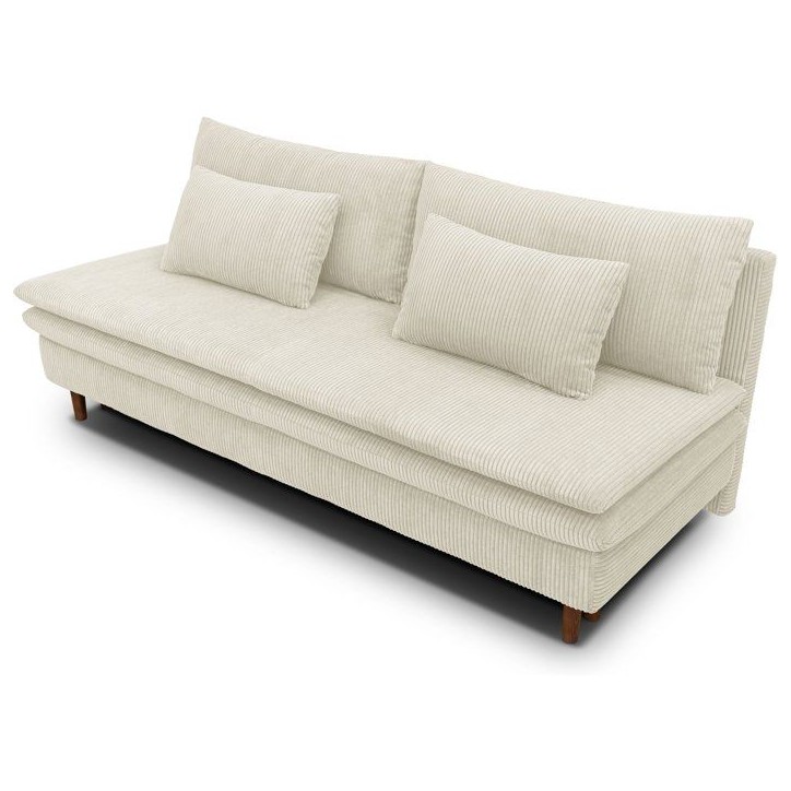 Canapé convertible - 3 places - MASSA - Tissu velours côtelé beige - Pieds bois massif - L 195 x H 82 x P 86 cm Canapé convertible - 3 places - MASSA - Tissu velours côtelé beige - Pieds bois massif - L 195 x H 82 x P 86 cm
