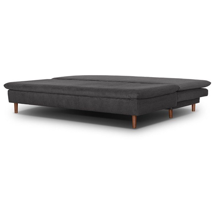Canapé convertible - 3 places - MASSA - Tissu velours côtelé gris anthracite - Pieds bois massif - L 195 x H 82 x P 86 cm Canapé convertible - 3 places - MASSA - Tissu velours côtelé gris anthracite - Pieds bois massif - L 195 x H 82 x P 86 cm