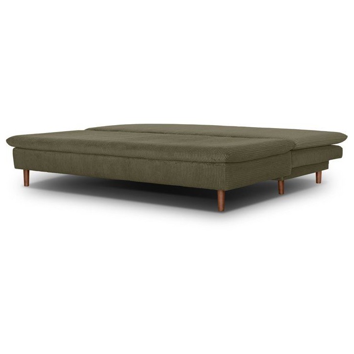 Canapé convertible - 3 places - MASSA - Tissu velours côtelé vert kaki - Pieds bois massif - L 195 x H 82 x P 86 cm Canapé convertible - 3 places - MASSA - Tissu velours côtelé vert kaki - Pieds bois massif - L 195 x H 82 x P 86 cm