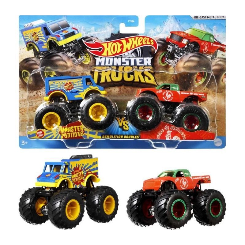 Hot Wheels - Coffret 2 véhicules Monster Truck Double Démolition - P