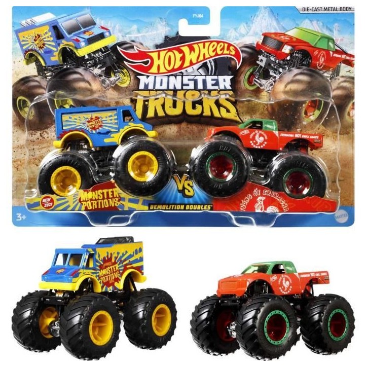 Hot Wheels - Coffret 2 véhicules Monster Truck Double Démolition - Petites Voitures - 3 ans et + FYJ64 Hot Wheels - Coffret 2 véhicules Monster Truck Double Démolition - Petites Voitures - 3 ans et + FYJ64