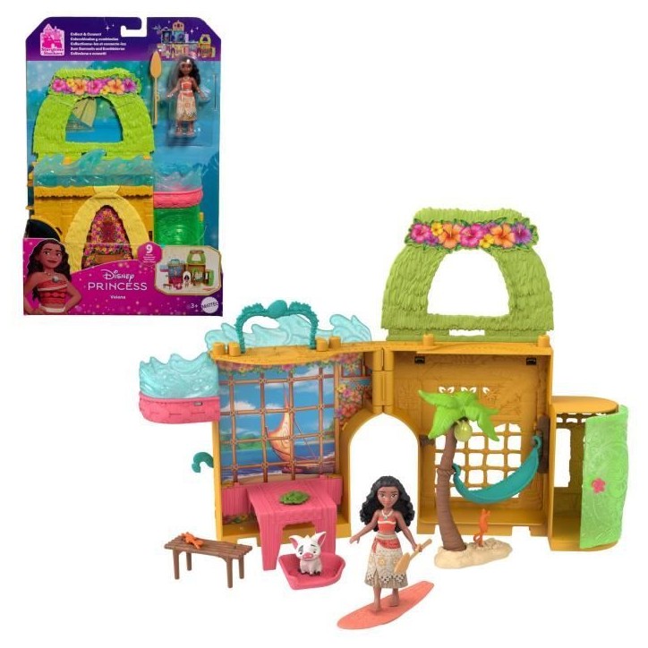 Disney Vaiana Histoires a empiler Coffret de maison de poupée avec une petite poupée Vaiana, 1 ami animal et 9 accessoires - M Disney Vaiana Histoires a empiler Coffret de maison de poupée avec une petite poupée Vaiana, 1 ami animal et 9 accessoires - M