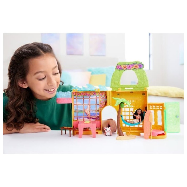 Disney Vaiana Histoires a empiler Coffret de maison de poupée avec une petite poupée Vaiana, 1 ami animal et 9 accessoires - M Disney Vaiana Histoires a empiler Coffret de maison de poupée avec une petite poupée Vaiana, 1 ami animal et 9 accessoires - M