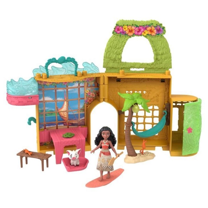 Disney Vaiana Histoires a empiler Coffret de maison de poupée avec une petite poupée Vaiana, 1 ami animal et 9 accessoires - M Disney Vaiana Histoires a empiler Coffret de maison de poupée avec une petite poupée Vaiana, 1 ami animal et 9 accessoires - M
