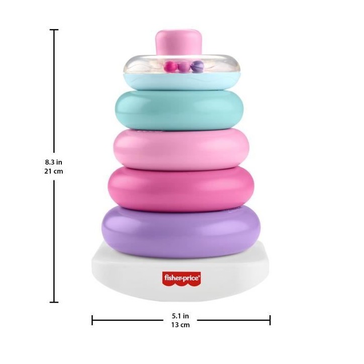 Fisher-Price - Pyramide Arc-en-ciel - Jouet d'éveil a empiler pour bébés - Fisher-Price - JGP94