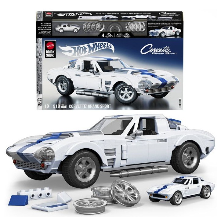 Hot Wheels - Coffret de Construction Corvette Grand Sport - Avec 918 pieces - Mattel Brick Shop - JGR31 Hot Wheels - Coffret de Construction Corvette Grand Sport - Avec 918 pieces - Mattel Brick Shop - JGR31