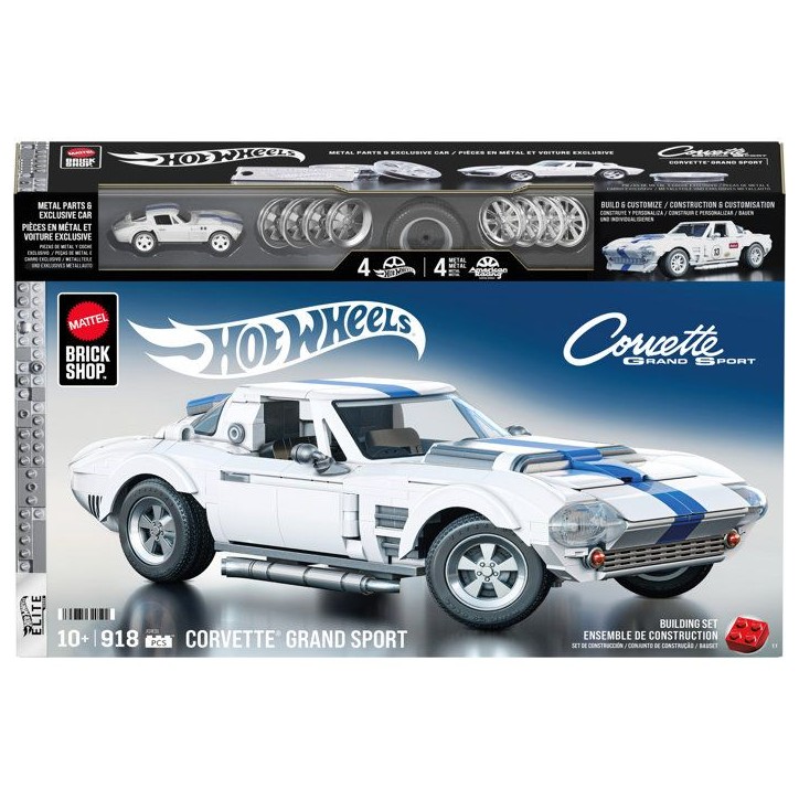 Hot Wheels - Coffret de Construction Corvette Grand Sport - Avec 918 pieces - Mattel Brick Shop - JGR31 Hot Wheels - Coffret de Construction Corvette Grand Sport - Avec 918 pieces - Mattel Brick Shop - JGR31