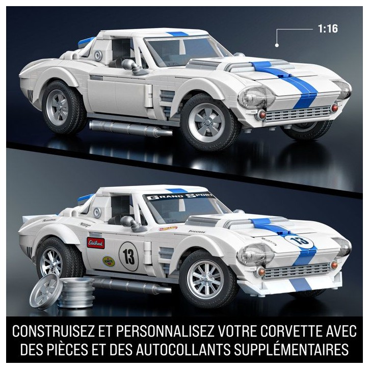 Hot Wheels - Coffret de Construction Corvette Grand Sport - Avec 918 pieces - Mattel Brick Shop - JGR31 Hot Wheels - Coffret de Construction Corvette Grand Sport - Avec 918 pieces - Mattel Brick Shop - JGR31